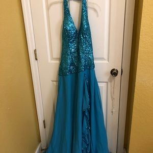 Blue sequin Prom Dress